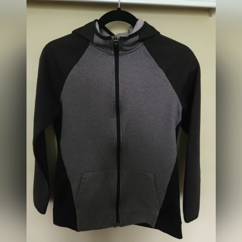 Old Navy Boys Active Go-DryBlack/Gray Hooded Full Zip Jacket - XL